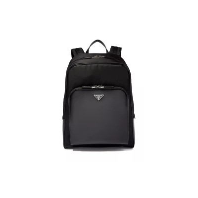 PRADA TRIANGLE LOGO BACKPACK IN RE-NYLON & LEATHER 1BZ005 (43*30*13cm) 
